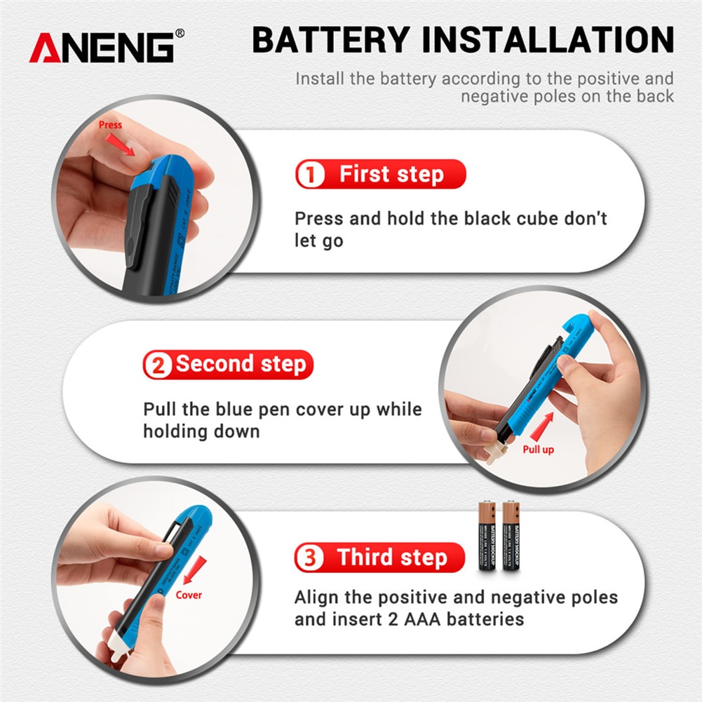 Pluma de prueba sin contacto indicador eléctrico 90-1000V inducción AC lápiz de prueba de potencia voltímetro probador de detección de potencia de la sonda de voltaje