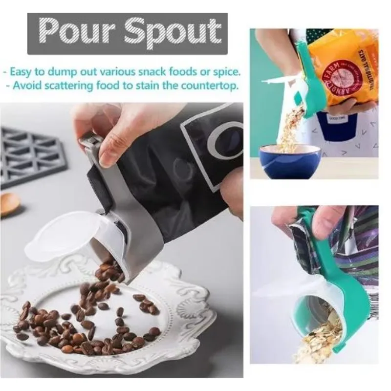 Klips til mad opbevaring af mad tætningsklemmer med hældetud køkken chip poseklips plastik låg tætningsklemme køkkenopbevaring