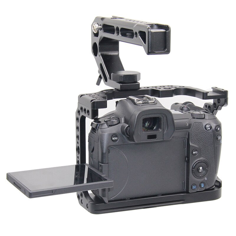 Camera Cage for Canon EOS R with Cold Shoe Mount Thread Holes for Magic Arm Microphone Attach