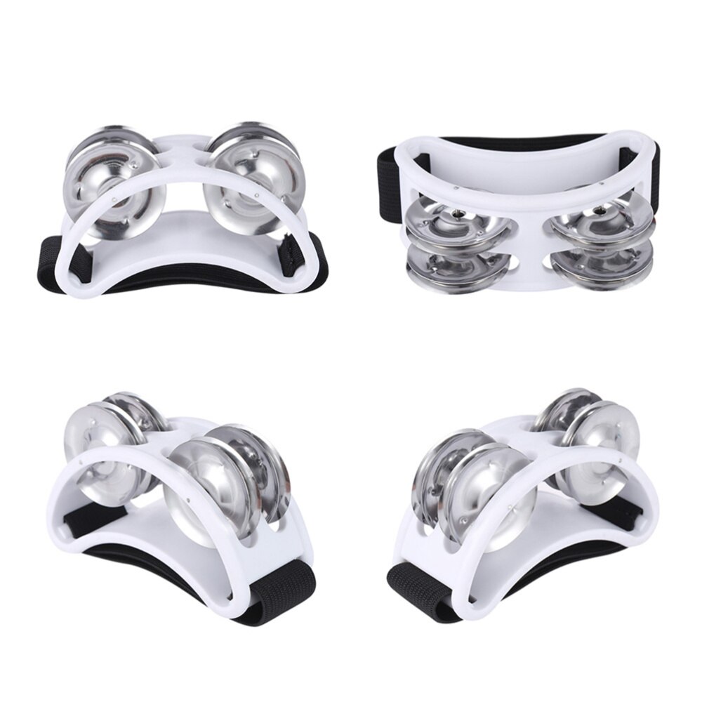 Foot Tambourine Percussion Musical Instrument With Metal Jingle Bells (Black)