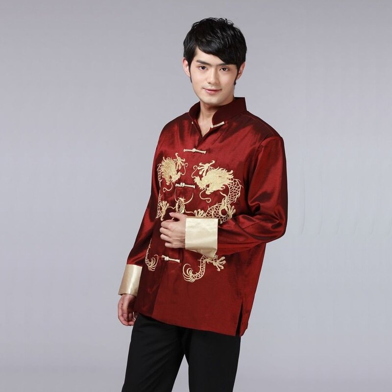 Traditional chinese clothing for men dragon costume male jacket mandarin collar suit tangzhuang men clothes TA191