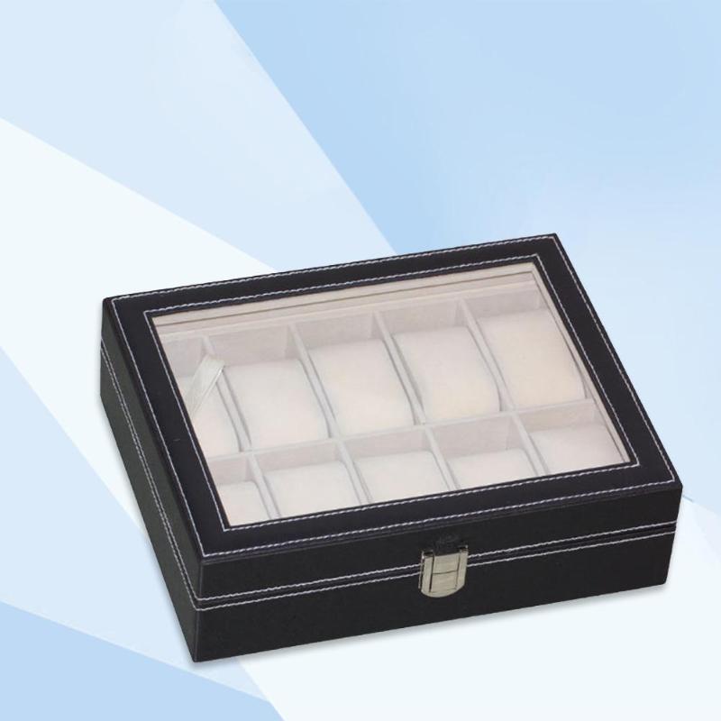 10 Slots Pu Lederen Horloge Opbergdoos Sieraden Armband Display Organizer Voor Oorbellen Ringen Armband Display Houder Case