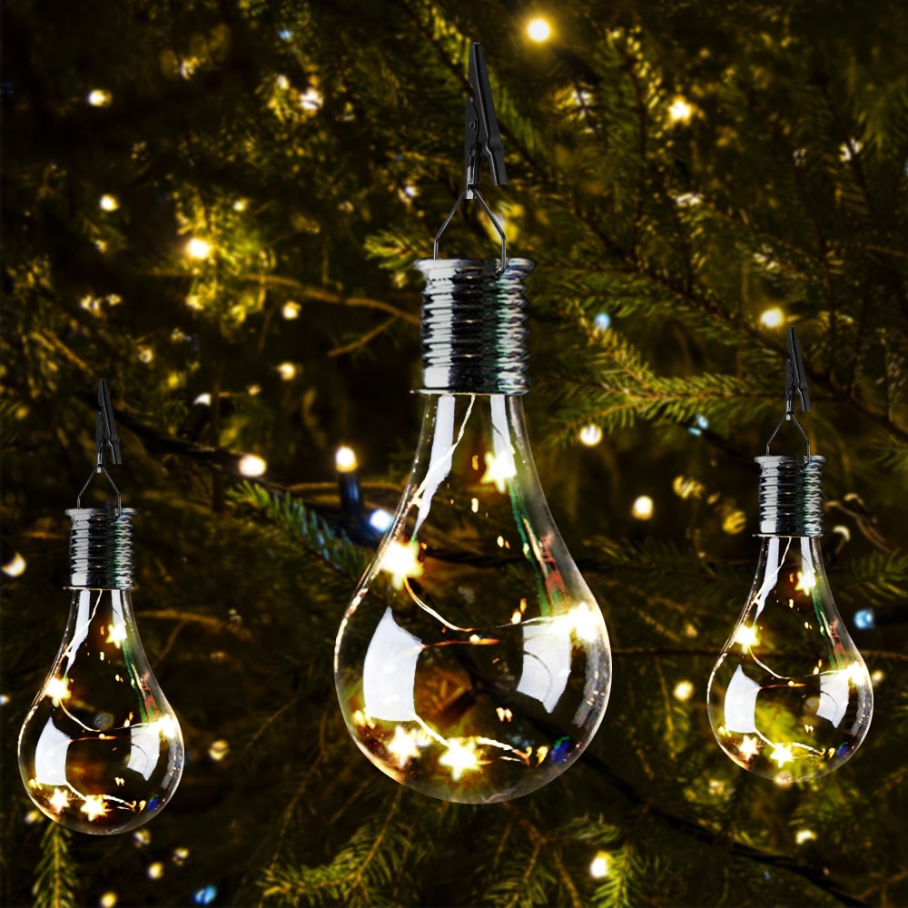 Solar Panels LED 1.2V Waterproof Solar Light Bulb Rotatable Outdoor Garden Lamp Camping Hanging Stars Light Lamp Bulb Decoration