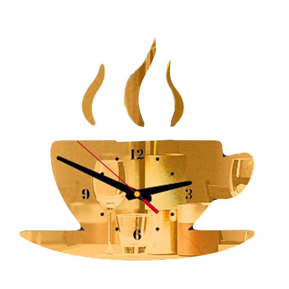Aimecor wanduhr 15*30 cm Kaffee bilden Abnehmbare Diy Acryl 3D Spiegel Zauberstab Aufkleber Dekorative Uhr Schiff2203: Schwarz
