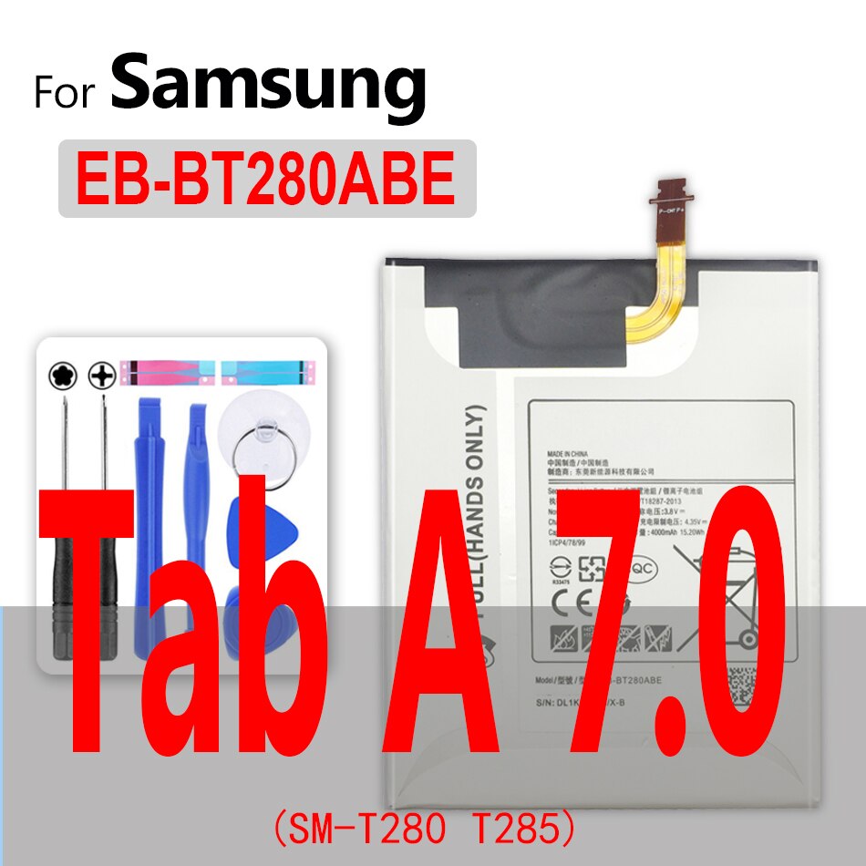 Tablet Battery For Samsung GALAXY Note 8.0 10.1 12.2 Pro/Tab A 7.0 9.7/S S2 S3 8.4 10.5 Edition P605 P607 T520 N8020 T700 T801: EB-BT280ABE