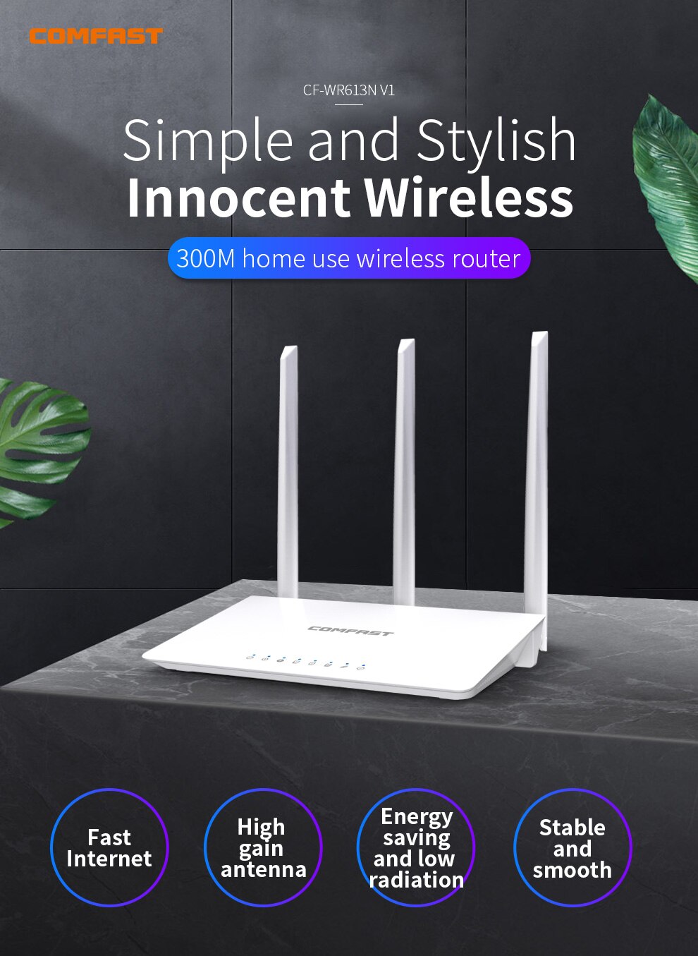 Home WiFi Router 300Mbps Multi-User 2.4Ghz With WPS 3*5dBi Antenna Indoor High Power RJ45 LAN Wireless Router Wifi Repeater