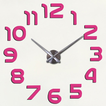 Reloj de puntero, relojes de cuarzo, relojes de , reloj de pared Real en 3d, pegatina de espejo apresurado, Diy, decoración para sala de estar, reloj de pared Digital: Rosa / 17INCH