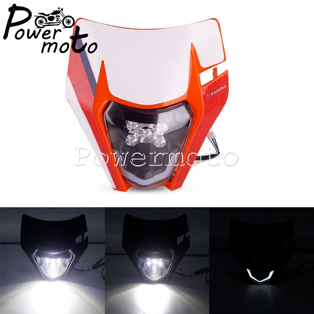 Enduro MX Dirt Bike Hi/Lo Beam Headlamp LED Headlight Mask For EXC EXC-F XC-W 250 300 350 450 500 690 SMC Enduro FREERIDE 250: 056 324 orange