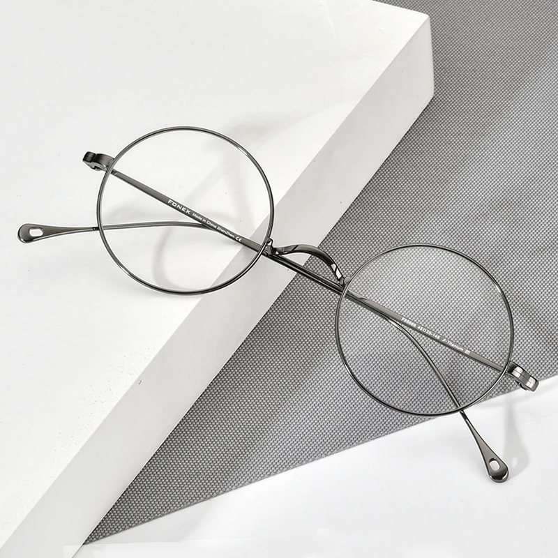 FONEX Titan Brille Rahmen Männer Vintage Runde Brillen Frauen Retro Ultraleicht Japanische Brillen 85666