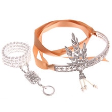 Art déco – couvre-chef de mariée Vintage pour femmes, accessoires de robe Gatsby, Costume et Bracelet, accessoires pour cheveux, années 1920