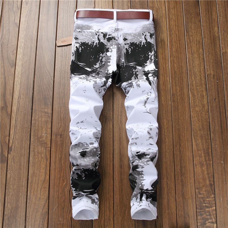 Jean blanc de pour hommes 28-38 automne hiver HIP HOP Punk Streetwear