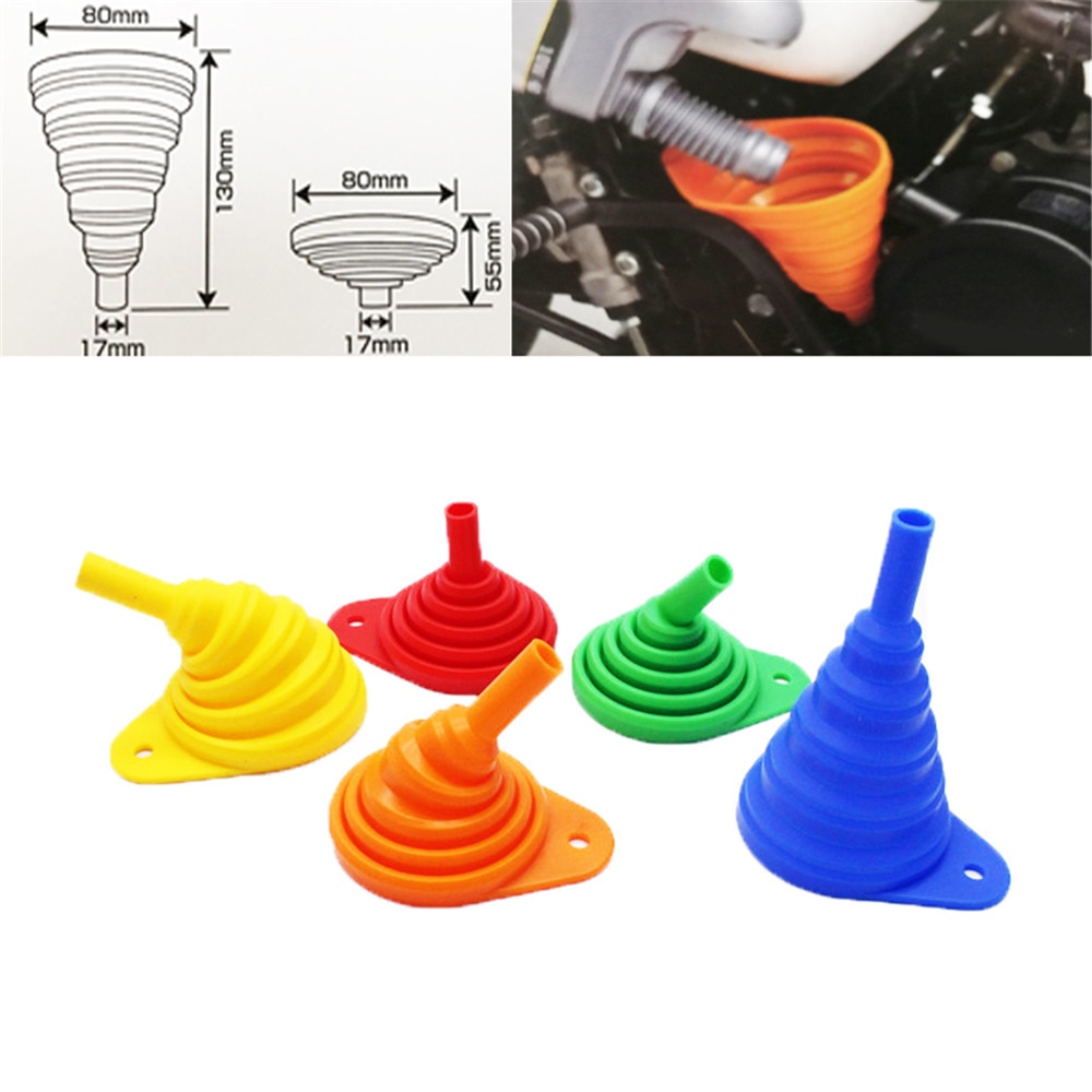 Universal Motorcycle Collapsible Silicone Oil Funnel Oil Fuel Funnel Foldable Hopper