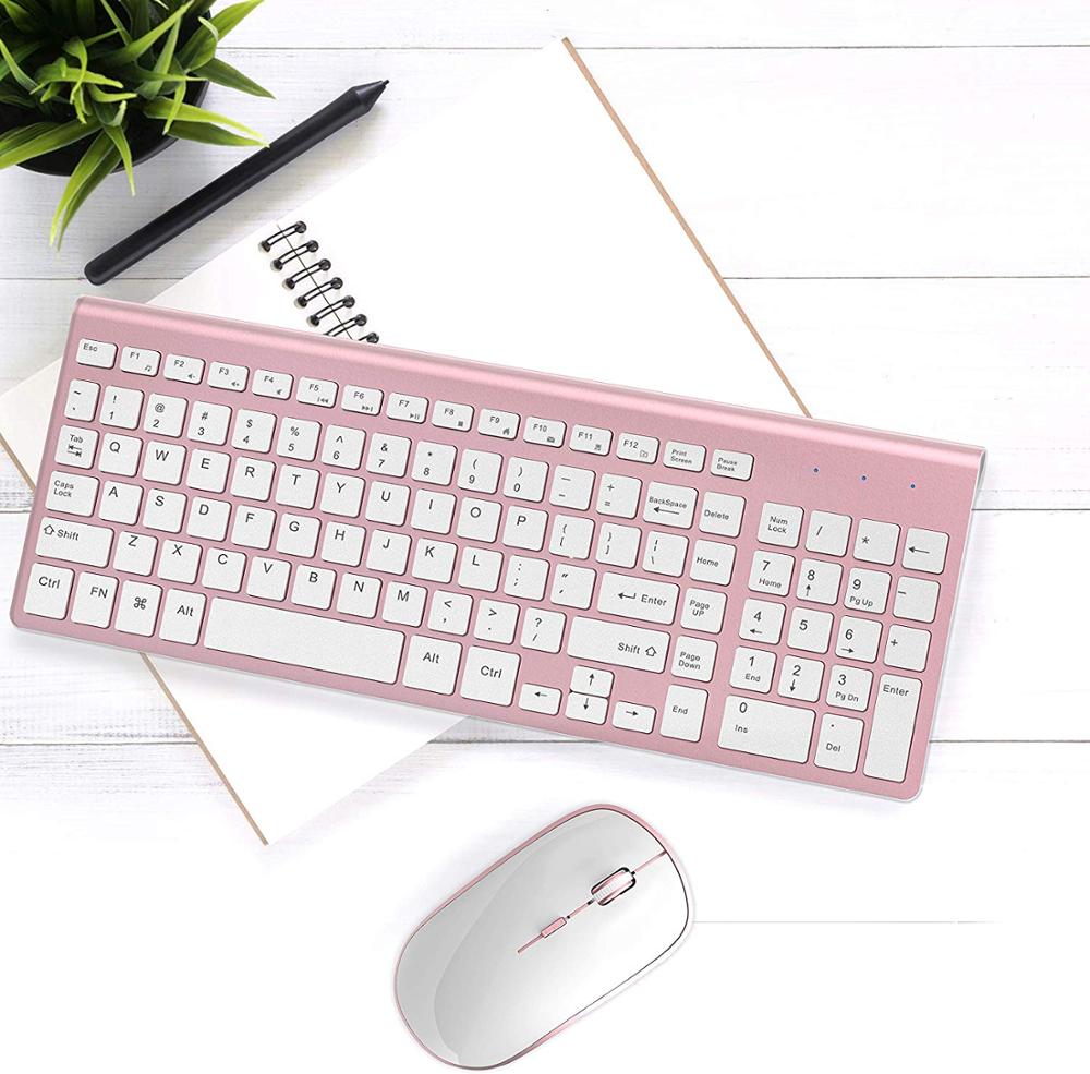 Wireless Keyboard and Mouse Suite USA / FR (AZERTY) pink Keyboard is Suitable For Mac Windows UNIX System USB Plug And Play