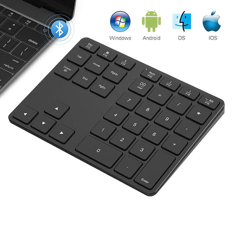 Teclado numérico inalámbrico con Bluetooth 5,0, teclado Digital de 35 teclas para cajero de cuentas, Windows, IOS, Mac OS, Android, PC, tableta y portátil