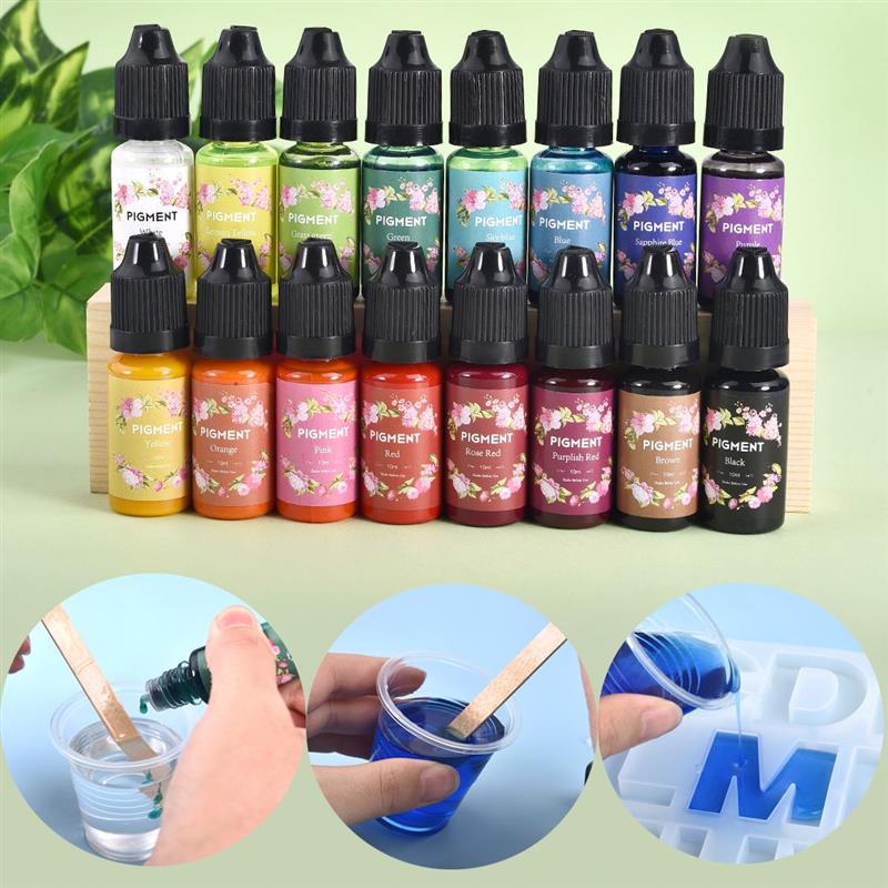 20 garrafas diy resina pigmento uv resina cola cola cola cola epoxy pigmento resina pigmento líquido oleoso colorante para fazer jóias de cristal