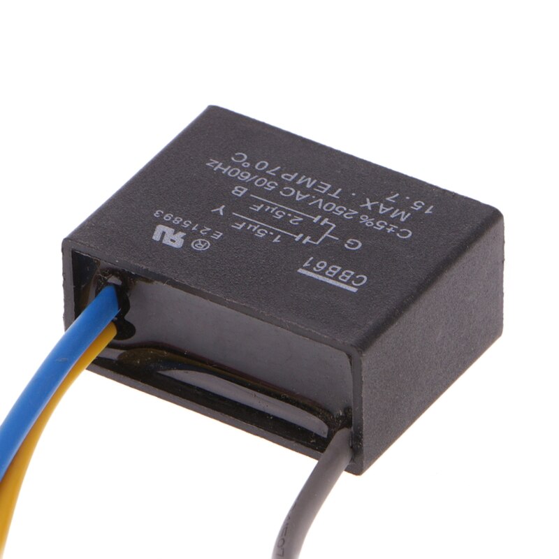 Condensador para ventilador de techo, negro, CBB61, 1,5 uF + 2,5 uF, 3 cables, CA, 250V, 50/60Hz, N1HF
