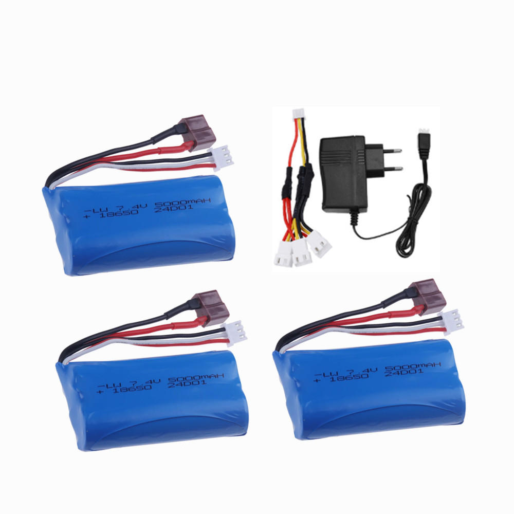 Li-Ion Batteri 7.4V 5000mAh 18650 2S för Wltoys RC Bil - Reservdelar: Champagne