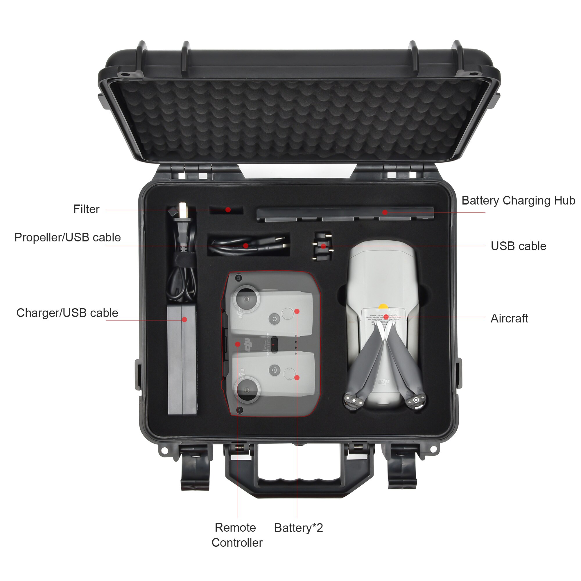 Caso de transporte portátil abs impermeável à prova de explosão caixa mala dura para dji mini 2/mavic ar 2/ar 2s zangão acessórios caixa