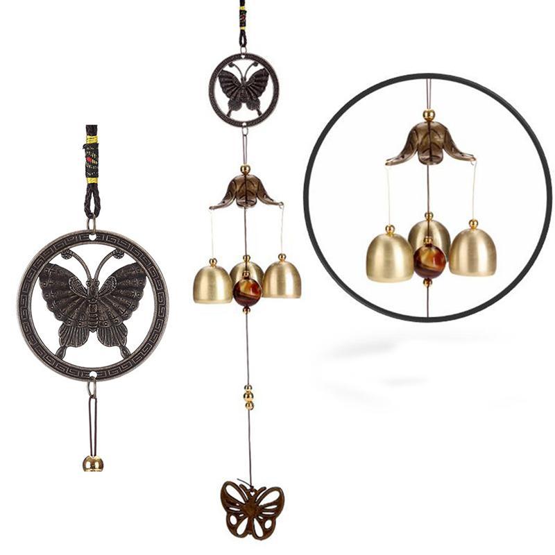 WINOMO Retro Copper Wind Chime Metal Aeolian Bells Butterfly Style for Patio Porch Garden Backyard