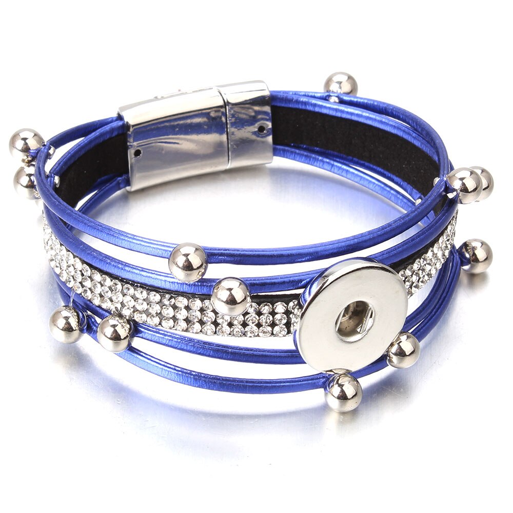 Bracelet en cuir fait à la main, boutons pression de 18mm, Punk, DIY, fabrication de bijoux: 28