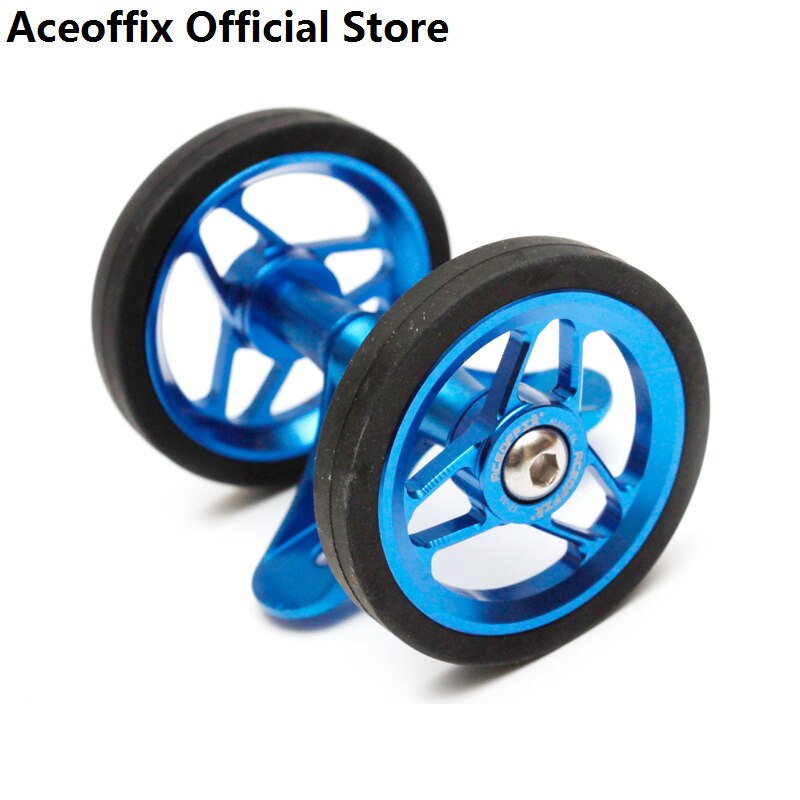 ACEOFFIX-Rodillo de guardabarros de bicicleta plegable 2022, para Brompton, rueda doble Easywheel, 52mm, FE3S: blue