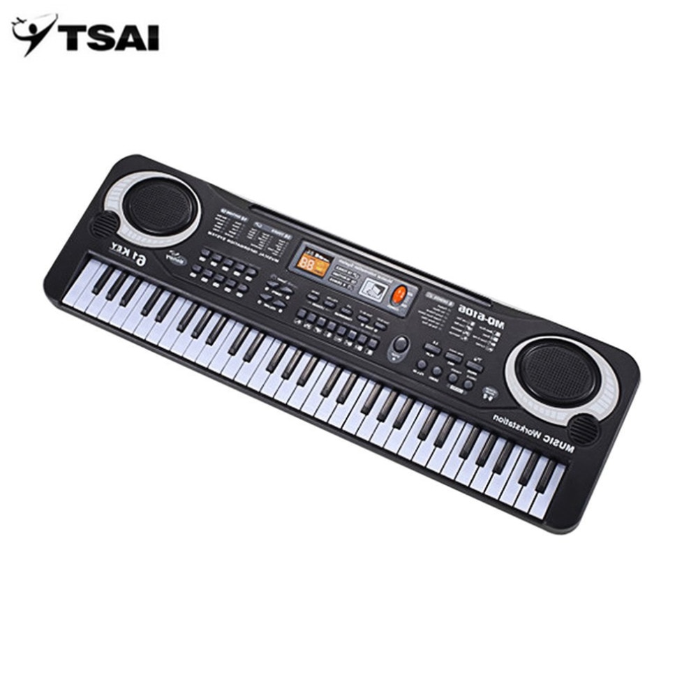Tsai 61 tangent elektronisk pianomusik keyboard med mikrofon musikinstrument barn tidigt pedagogiskt verktyg för barn us eu