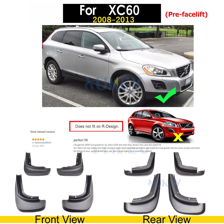 einstellen Auto Schlamm Klappen Für Volvo C30 S40 S60 S80 XC40 XC60 XC90 V40 V60 Schmutzfänger Spritzen Wachen Schlamm Klappe kotflüGel kotflüGel Styling: Pro XC60 08-13