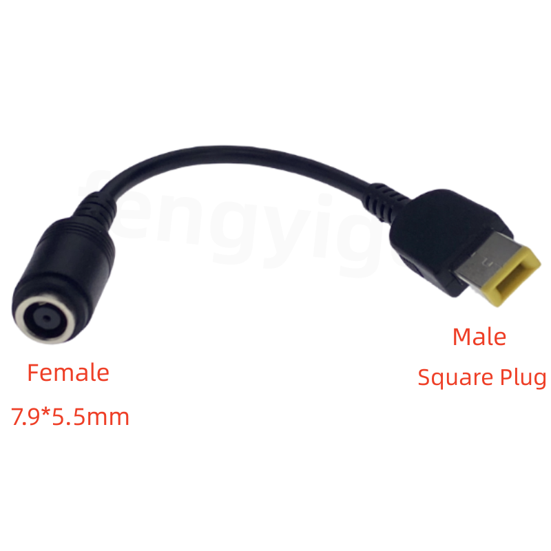 Câble adaptateur pour ordinateur portable carré mâle à 4.5*3.0mm 5.5*2.1mm 7.4*5.0 7.9*5.5mm femelle cordon de convertisseur de chargeur d'alimentation cc pour Lenovo hp: MARRON