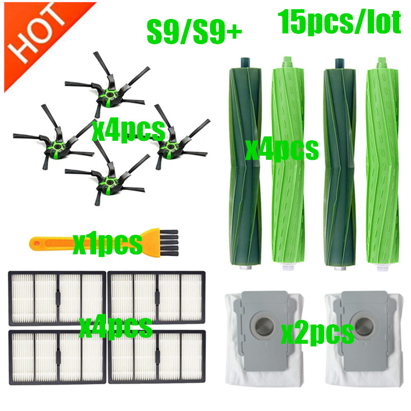 roller Brush Side Brush Filters Dust Bag Replacement for iRobot Roomba S9 S9+ Sweeping Robot Vacuum Cleaner Accessories