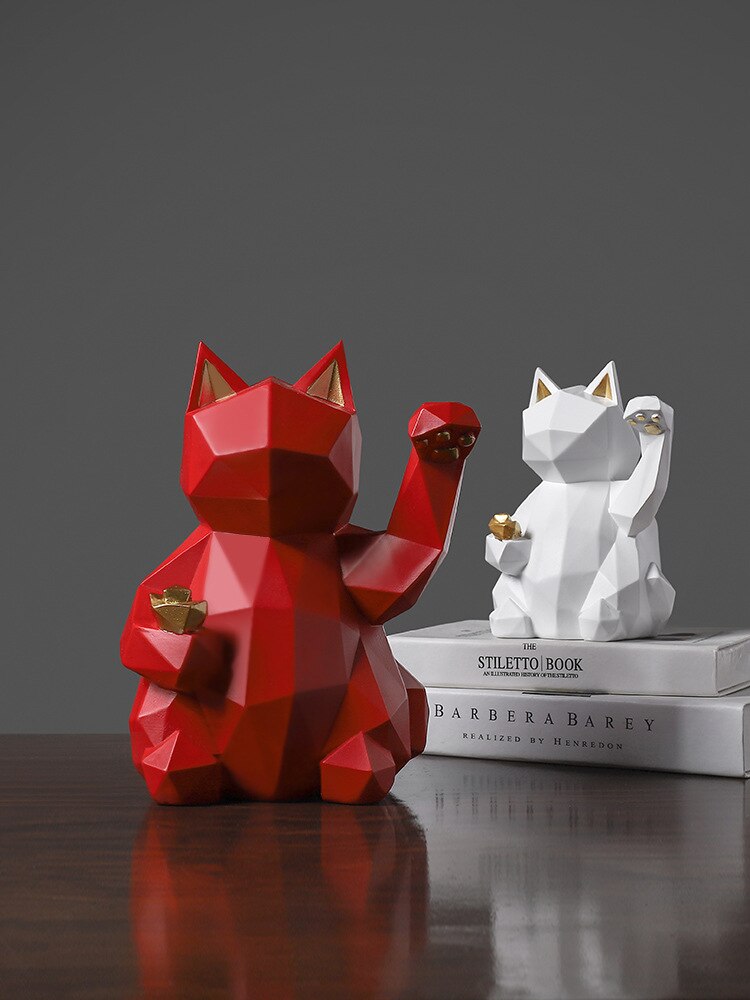 Noord-europa Eenvoudige Lucky Cat Hars Dier Ornamenten Woonkamer Veranda Shop Ornamenten Zachte Decoratie Proces