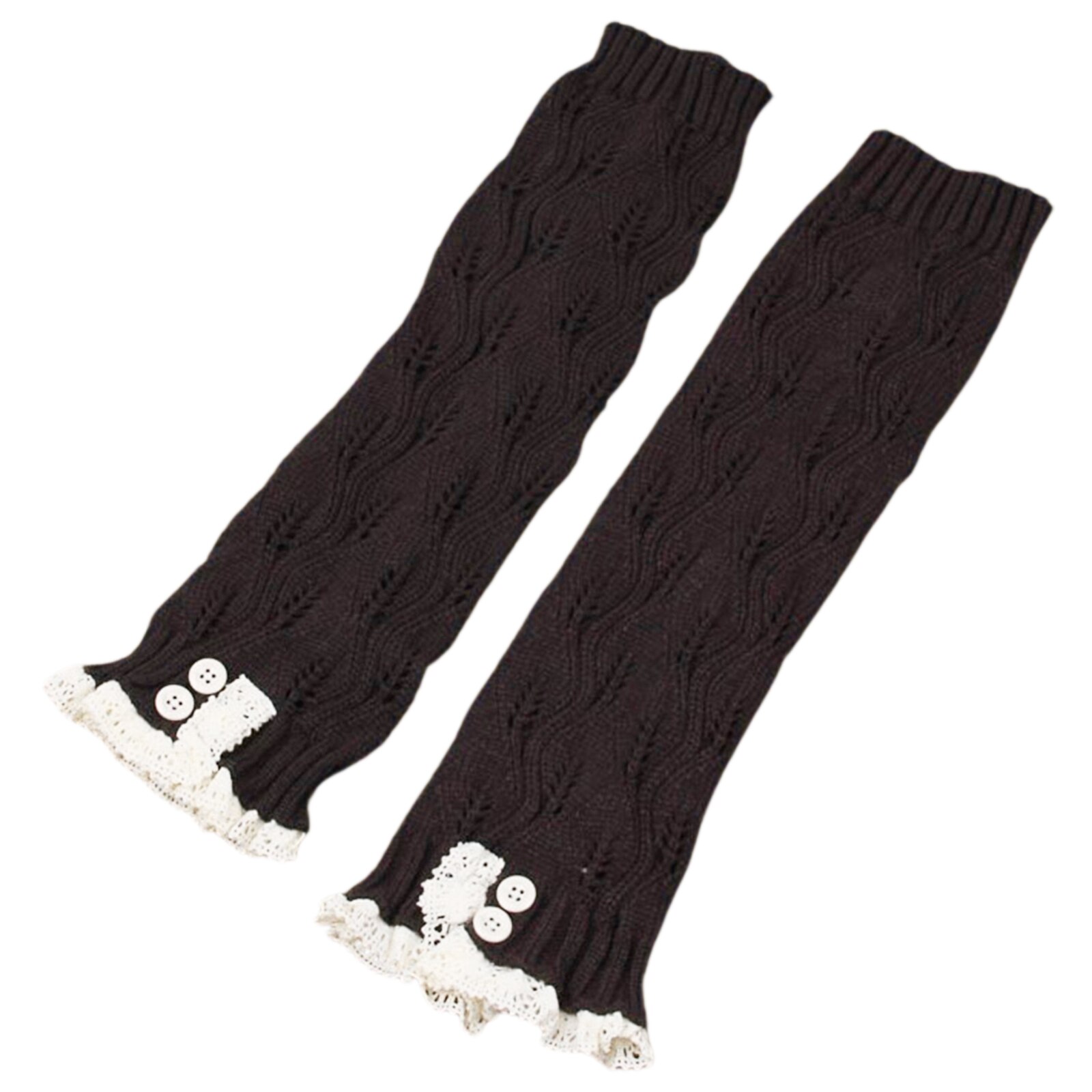 Female Knitted Stocking Lace Leaf Knitted Leg Warmer Leg Sleeve For Women Lake Blue/Coffee/Light Gray/Dark Gray/White
