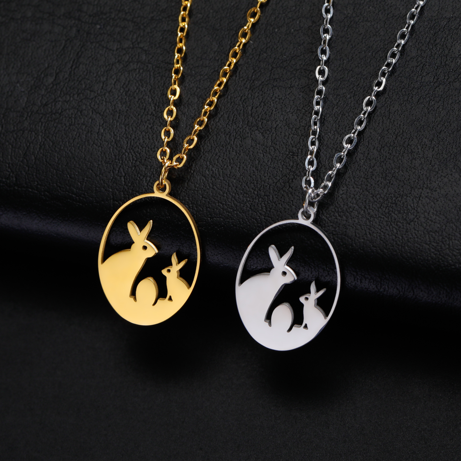 Roestvrijstalen Holle Ellips Dieren Hangers Ketting Meisjes Mode Schattige Konijn Vogels Serie Ketting Ketting Sieraden Voor Vrouwen