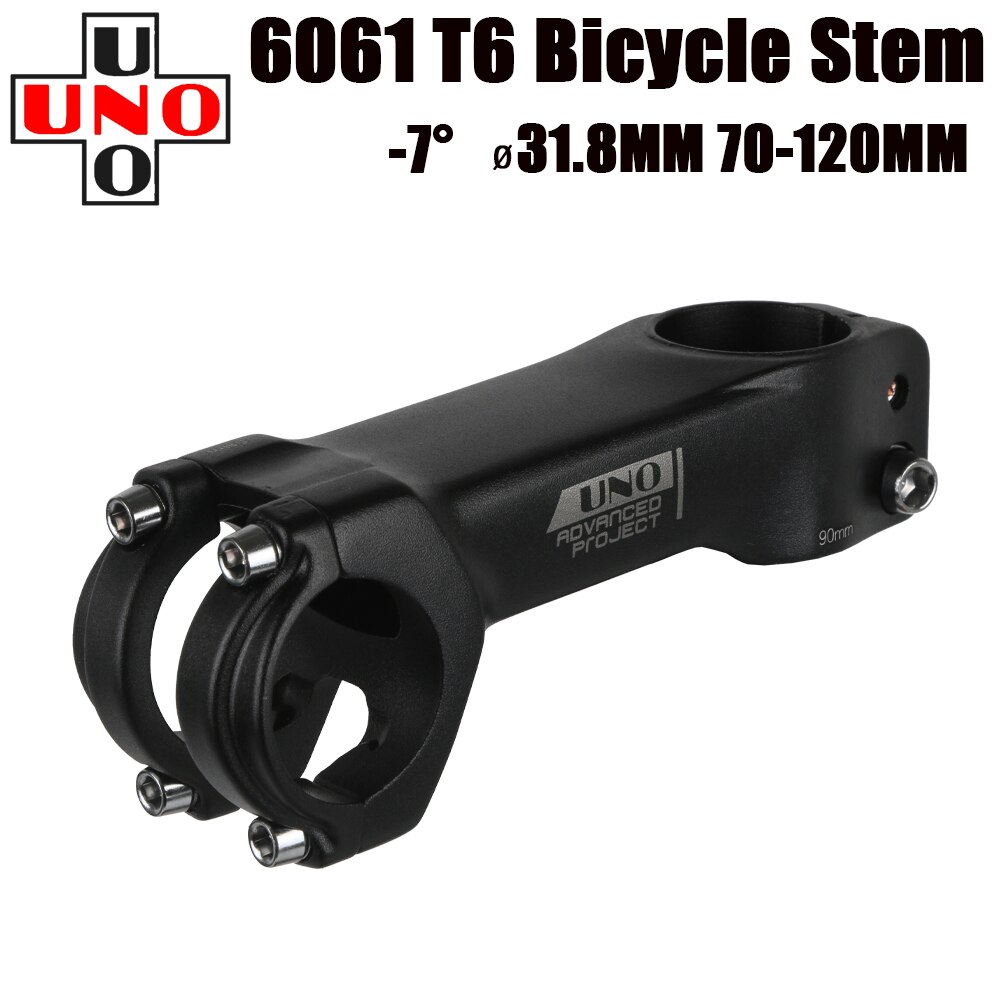 Uno cykelstam ultralätt racercykelstam gaffel -7 grader 28.6mm 31.8mm 70/80/90/100/110/120mm mountainbike cykel kalloy