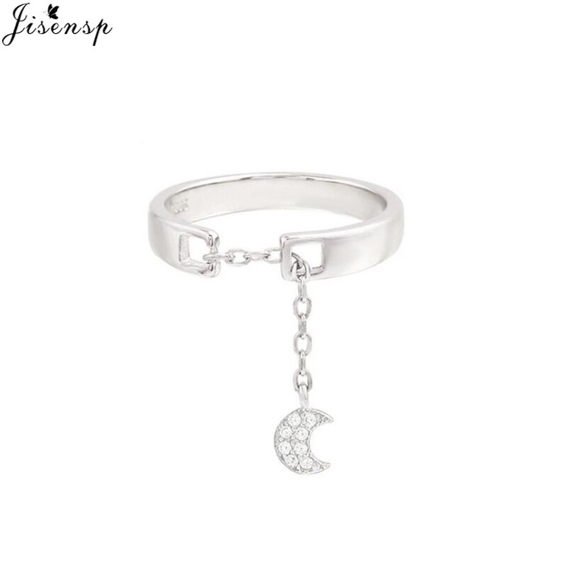 Jisensp Cute Moon Open Rings for Women Tiny Star Ring Jewelry Wedding Party Female Finger Rings Bijoux Crystal Ringen: 185