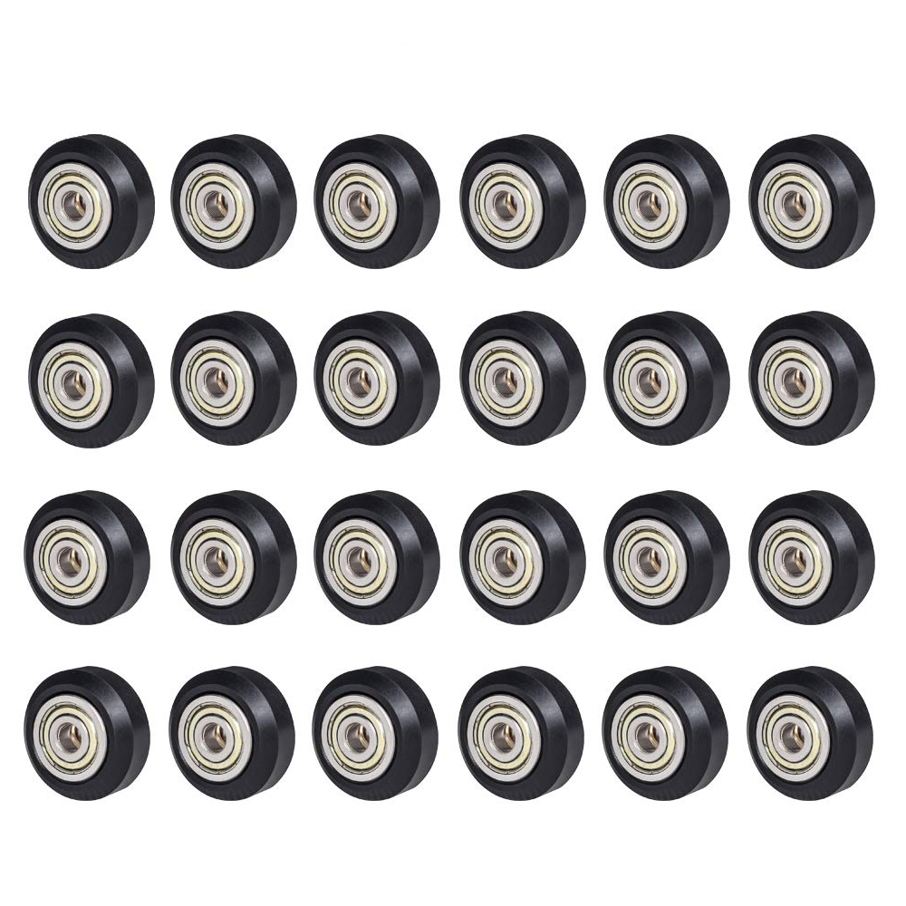 SIMAX3D 12/24pcs Black/Clear Polycarbonate/POM Wheel Plastic Pulley Wheel with 625ZZ Bearing for CR-10 Ender 3 Pro 3D Printer: Black-24pcs