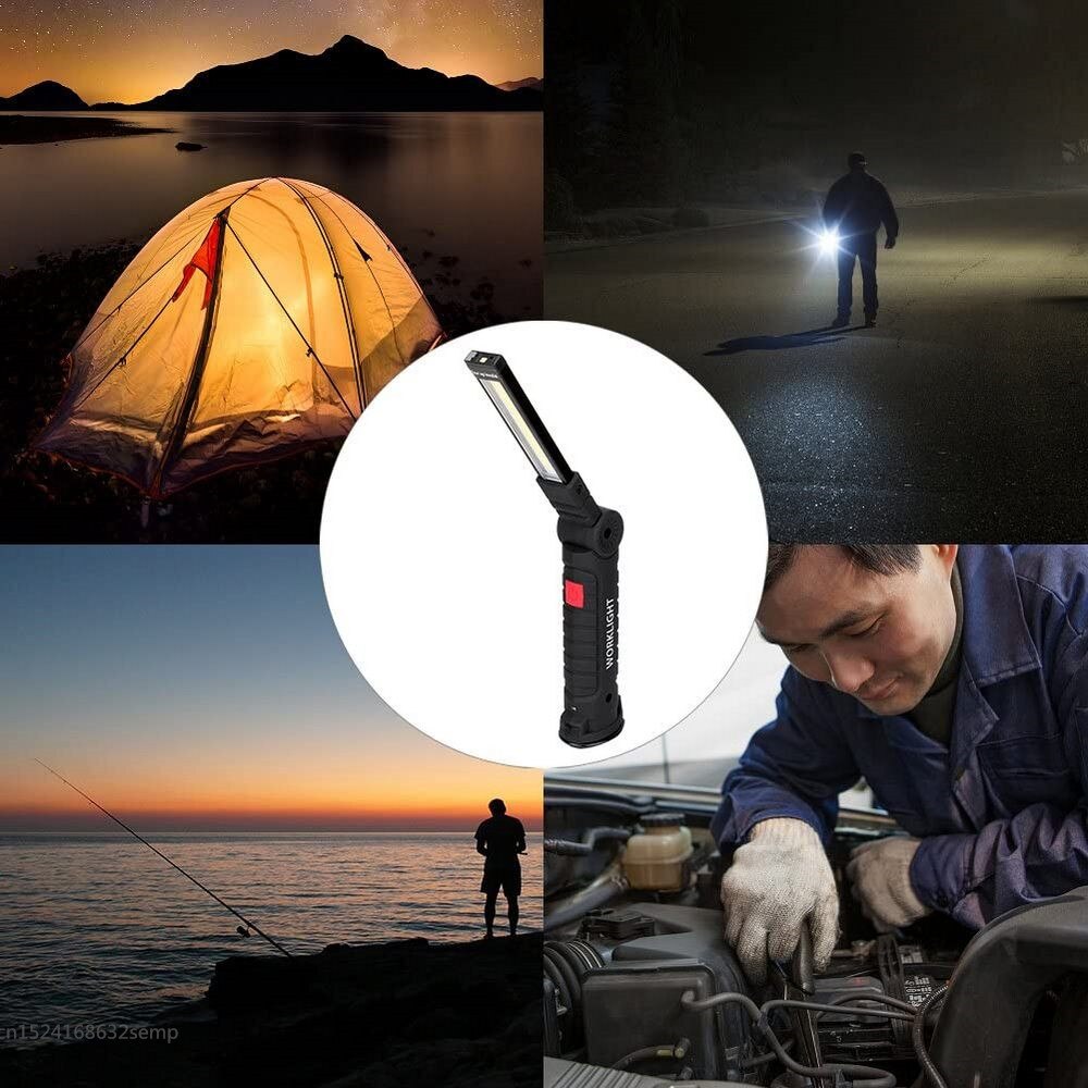 Handheld LED Lighting 360°Rotation Collapsible Led 5modes Work Car Handheld Mobile Maintenance Emergency Light and Bedside Lamp
