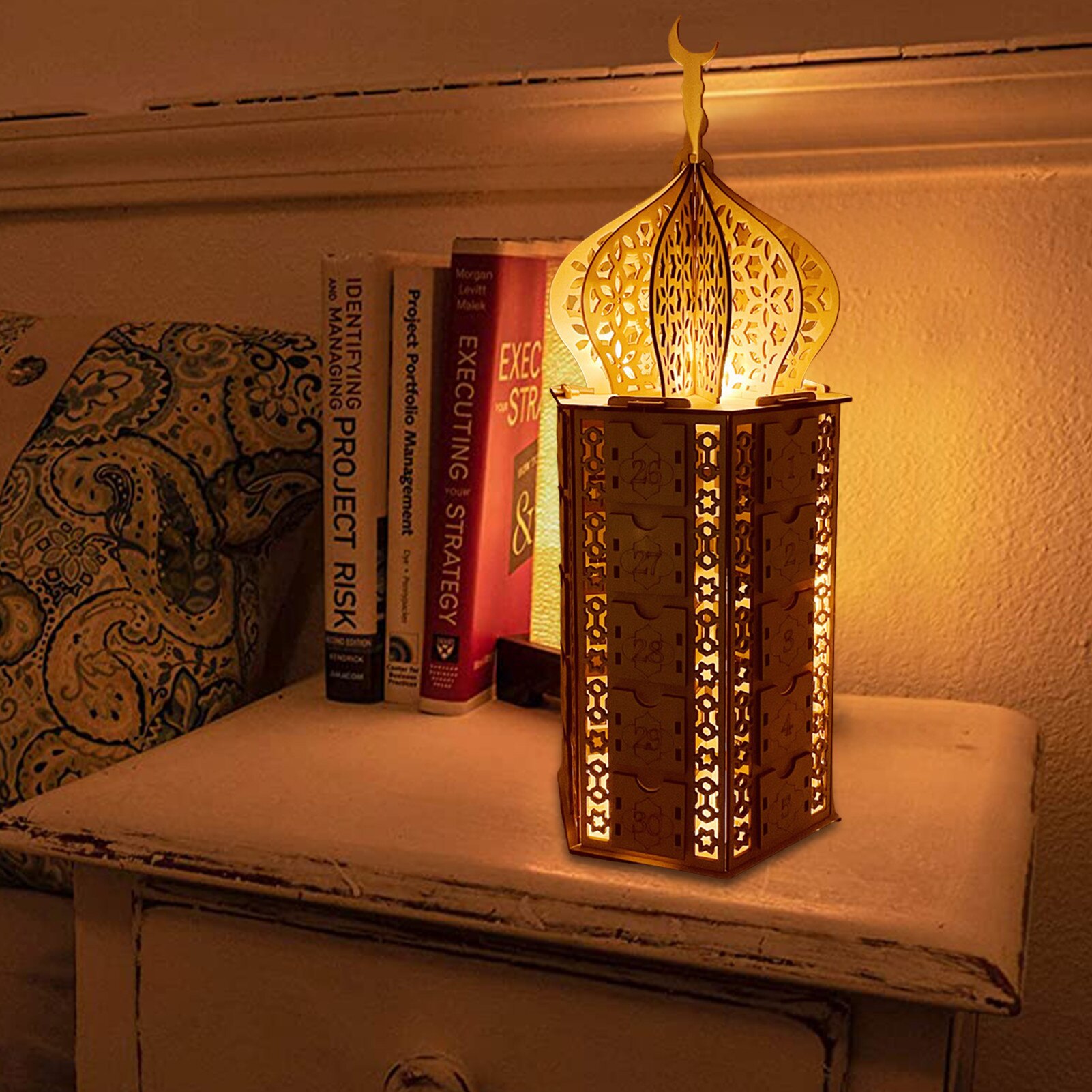 Wooden Ramadan Calendar Eid DIY Wooden Countdown Calendar Cabinet Countdown To Eid Al-Fitr Ramadan Calendar Decoration