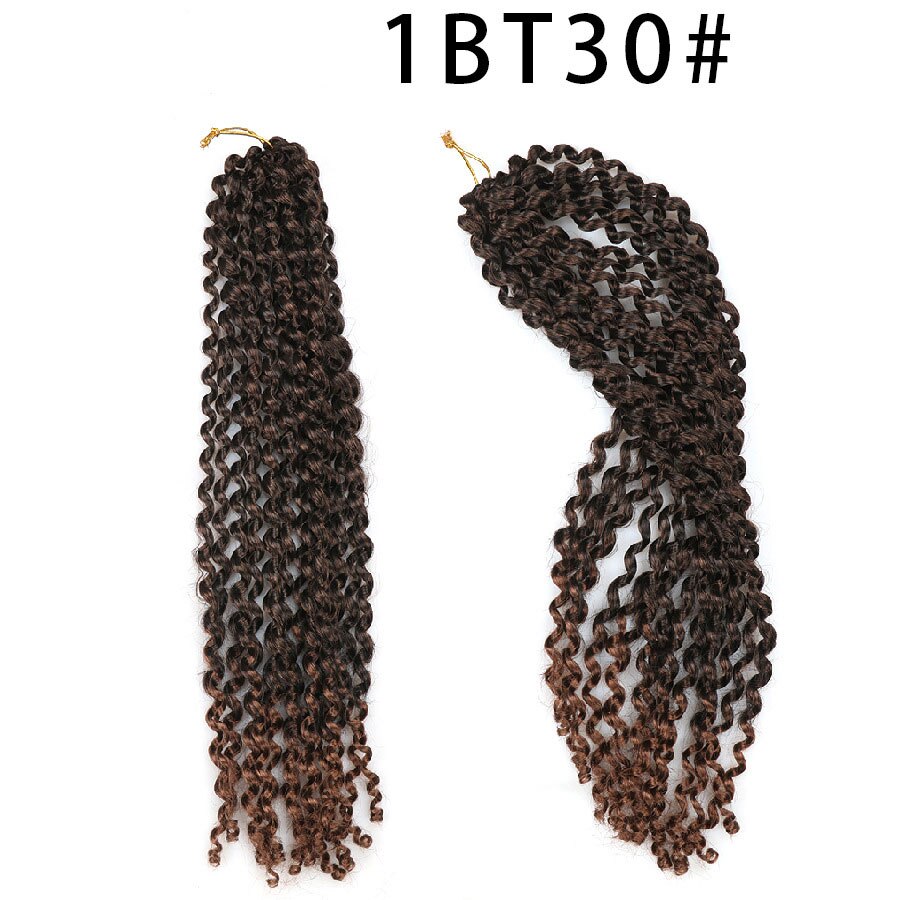 Szydełkowe warkocze syntetyczne włosy pasja skręcać rzeka bogini zapleciony doczep robić włosów Ombre brązowy Faux Locs z kręconymi włosami za pomocą148: A4