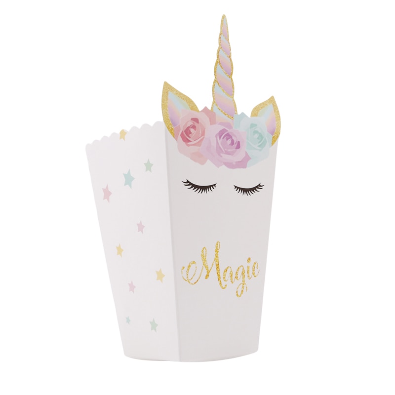 12 Pcs/set Unicorn Cute Popcorn Box Party Supply Case Box Favor Accessory Kids Birthday Wedding Party Supplies