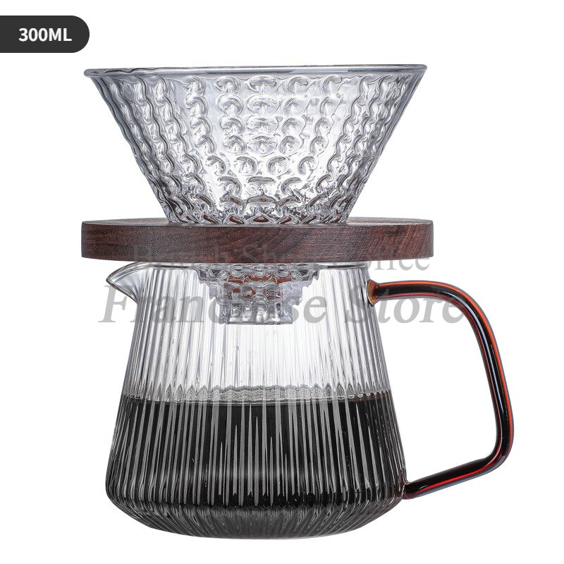 Vertical Pattern Glass Cafeteira Drip Coffee Maker Factory Stock Glass Sharing Pot V60 Set Supporting Coffee Tools