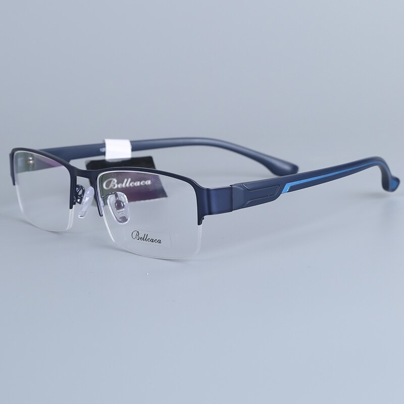 Bellcaca Spectacle Frame Men Eyeglasses Nerd Computer Optical Transparent Clear Lens Eye Glasses Frame For Male Eyewear 12006: 12006 Blue