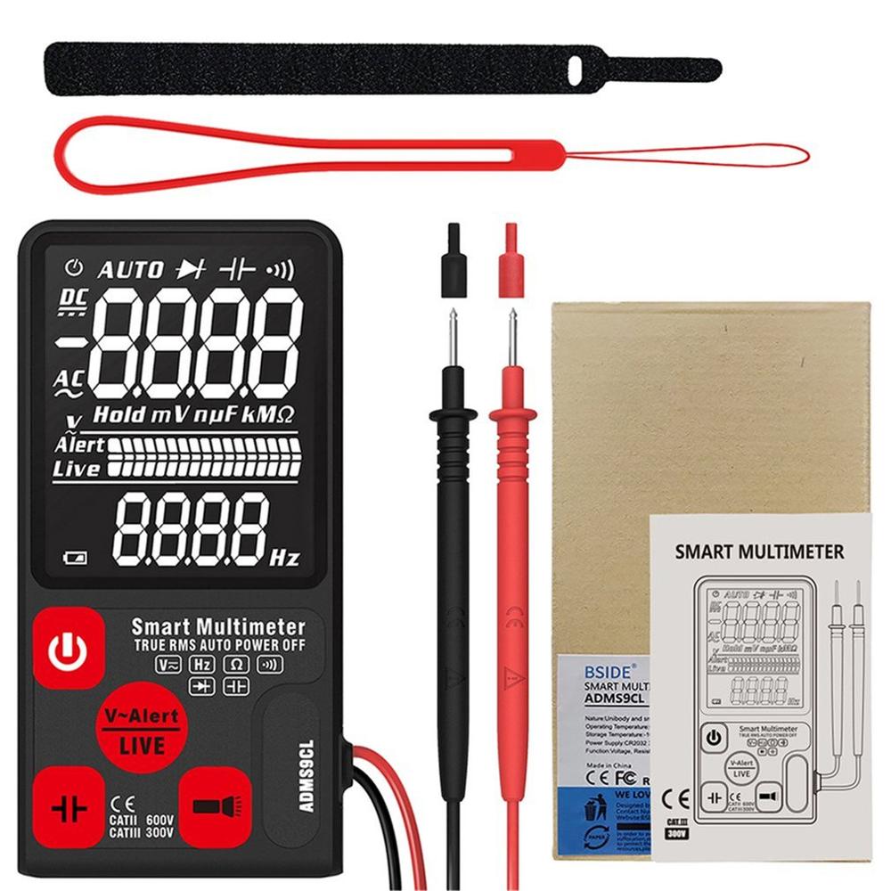 ADMS7 ADMS9 Digital Multimeter 3.5'' Large LCD Digital Smart Voltmeter 3-Line Display TRMS 6000 Counts DMM with Analog Bargraph: ADMS9CL