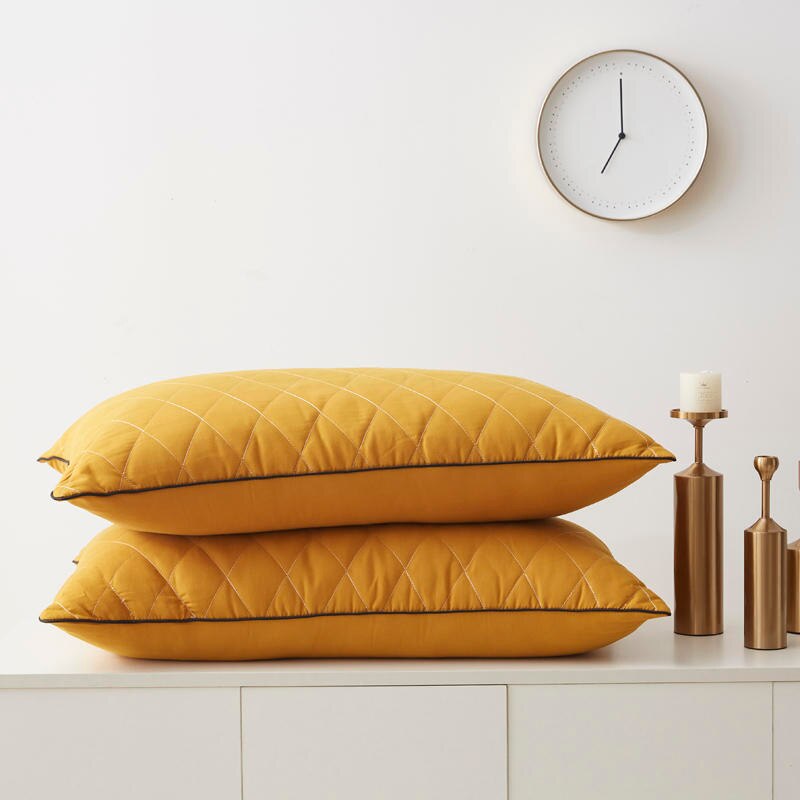 Oreiller de couchage pour Couple, confortable, pour chambre à coucher, literie, taille Queen, pour dos latéral, ventre, oreillers de luxe, moelleux, hôtel: Orange / 48x74cm-1 piece