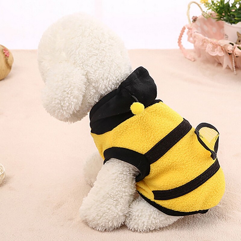1pc smalldog humlebi tøj kostume kjole op frakke tøj sød dejlig cosplay blød fleecepoodle hundetøj hættetrøje