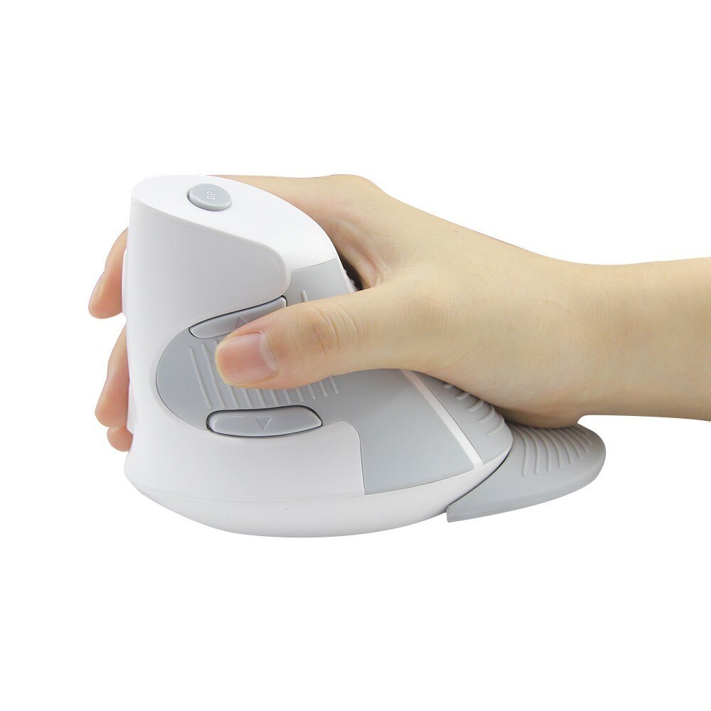 Delux M618 Vertical Wireless Mouse Ergonomic Optical Gaming Mice 800-1200-1600DPI USB Computer Mouse With MousePad For Mac PC: Only White Mouse