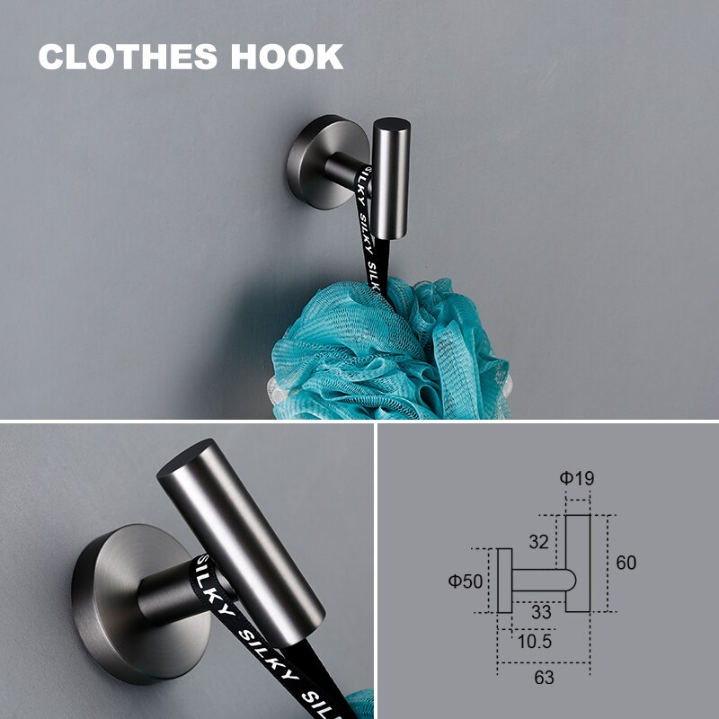 Badezimmer-Accessoires-setzt, mattschwarz, Rotguss, Chrom, gebürstetes Gold, Kleiderhaken, Handtuchhalter, Papierhalter, Smesiteli-Edelstahl