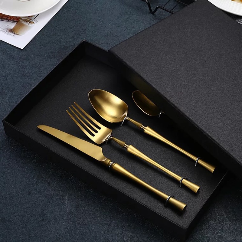 Matte Black Cutlery Set for 304 Stainless Steel Dinnerware Set Fork Knife Scoops Silverware Set Home Western Tableware Set