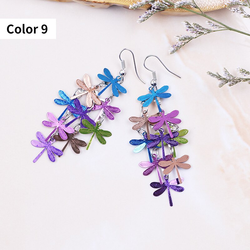 Colorful Dragonfly Earrings Bohemia Style Mix Color Long Dangle Earrings for Women Jewellery: Color 9 Bohemia