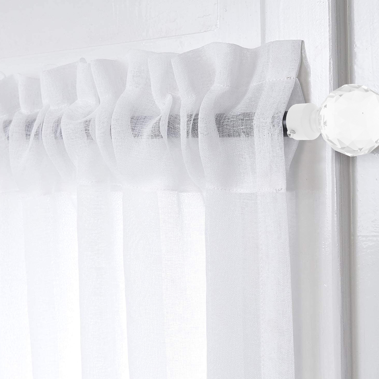 2pcs Decorative Curtain Rod Finials Crystal Iron Art Curtain Rod Ends Accessory