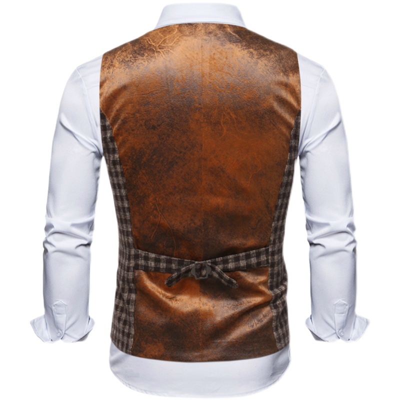 Herfst En Winter Vest Met Plaid Double Breasted Mannen Leisure Suit Vest